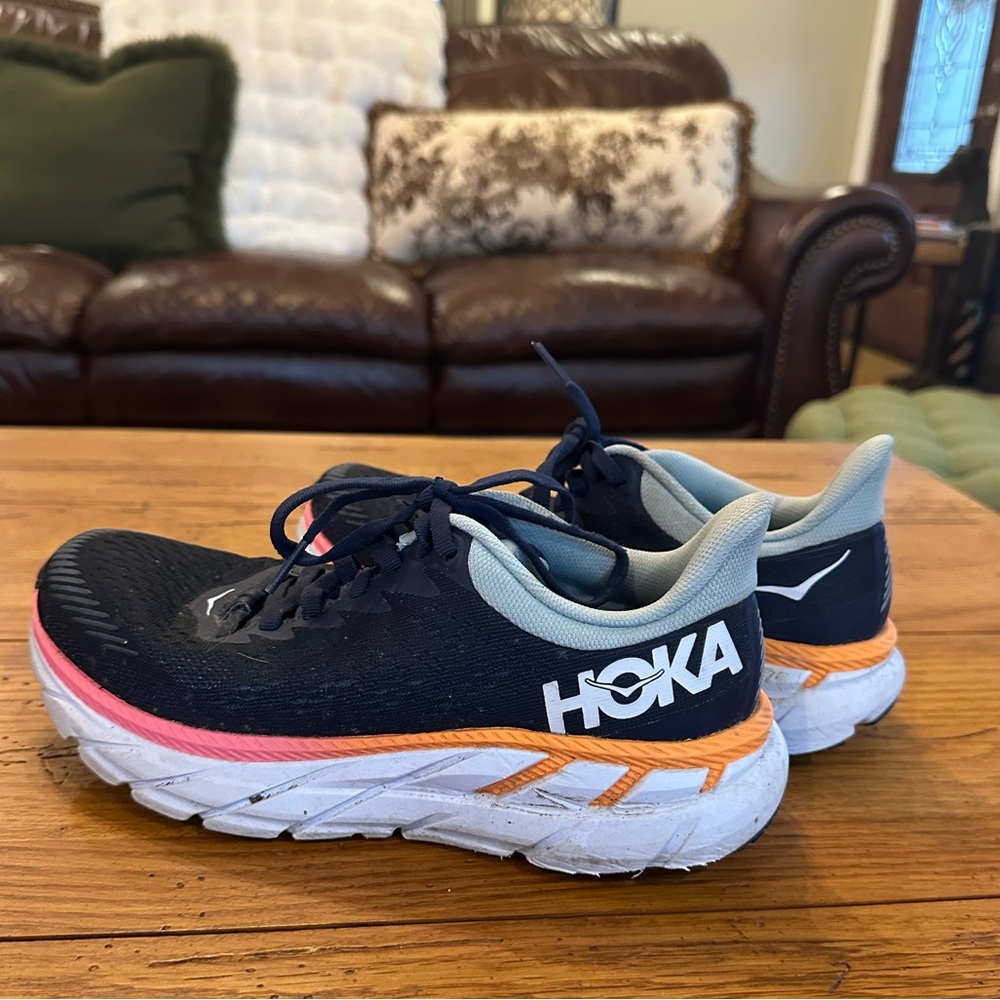 Hoka Black and Pink Athletic Shoes